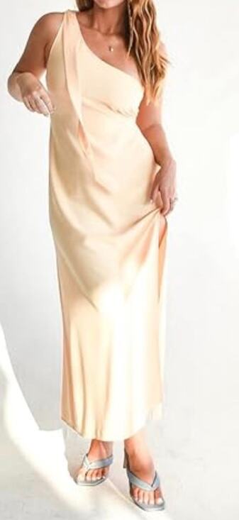 The Drop Dresses & Skirts - The Drop NWT slip dress one shoulder Maxi $68 S Pela Banana color light orange